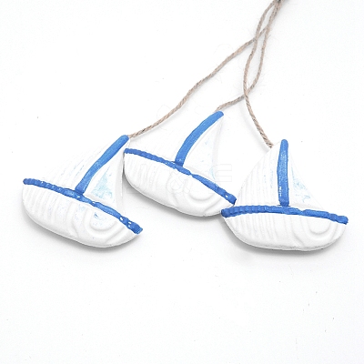 Mediterranean Style Natural Wood Pendant Ornaments WOOD-WH0112-22-1