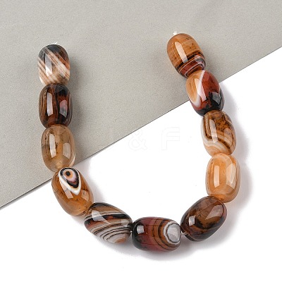 Natural Banded Agate/Striped Agate(Dyed & Heated) Beads Strands G-H324-01D-1