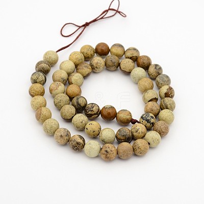 Natural Picture Jasper Round Bead Strands G-G-P070-55-8mm-1