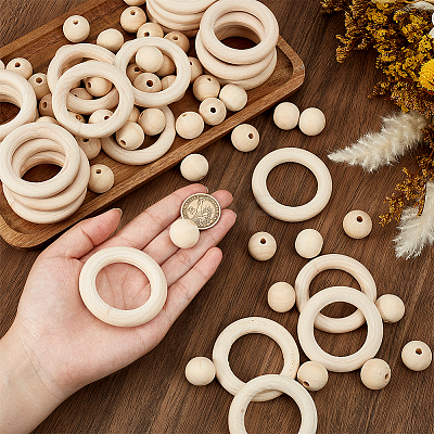 Round/Ring Unfinished Wood Beads PH-WOOD-G003-02-1