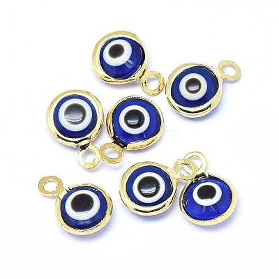 Handmade Evil Eye Lampwork Charms KK-F764-13G-04-1