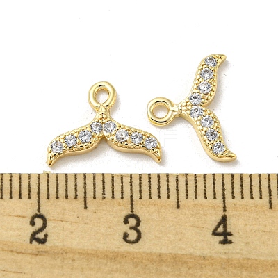 Brass Micro Pave Clear Cubic Zirconia Charms KK-H460-36G-1