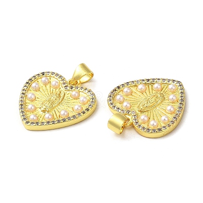 Rack Plating Brass Cubic Zirconia Pendants KK-Q771-01G-1