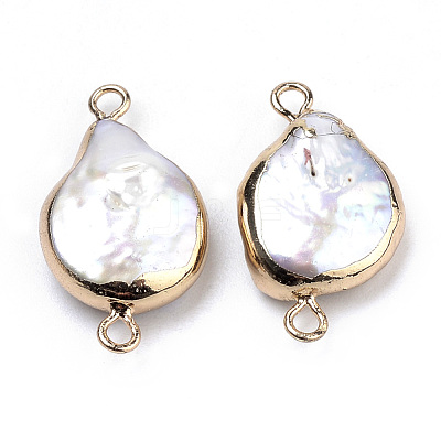 Plated Natural Baroque Pearl Keshi Pearl Links connectors PEAR-S012-01-1
