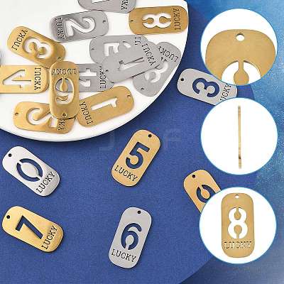 10Pcs 10 Styles 304 Stainless Steel Pendants STAS-FS0002-17G-1