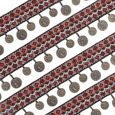 5 Yards Ethnic Style Embroidery Polyester Ribbons OCOR-GA0001-19-1