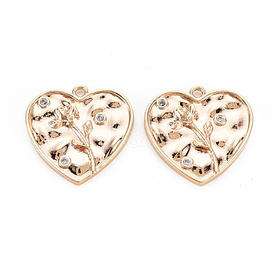 Brass Micro Pave Clear Cubic Zirconia Pendants KK-S364-182-1