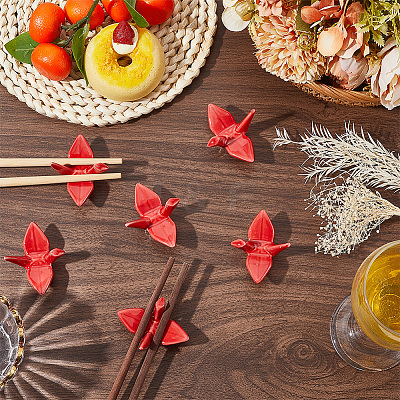 Paper Crane Ceramic Chopstick Stands DJEW-WH0058-12C-1