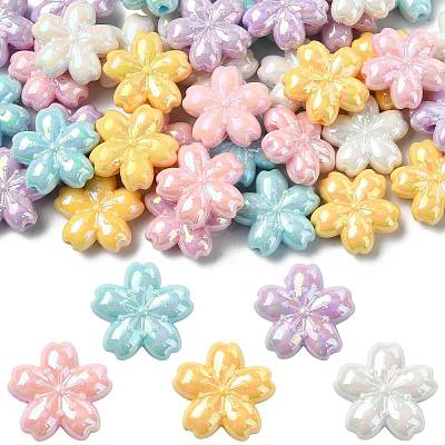 40Pcs 5 Colors Opaque Acrylic Beads OACR-FS0002-84-1