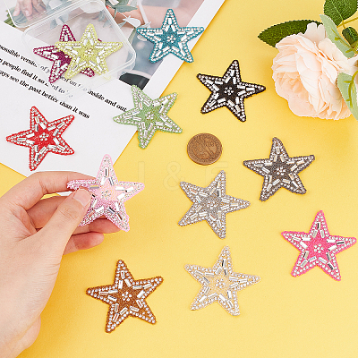 12Pcs 12 Colors Star Glitter Hotfix Rhinestone DIY-PH0006-97-1