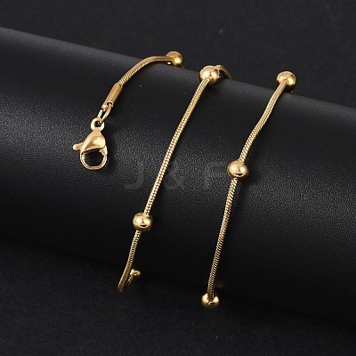 304 Stainless Steel Round Snake Chain Necklaces STAS-G244-88B-G-1