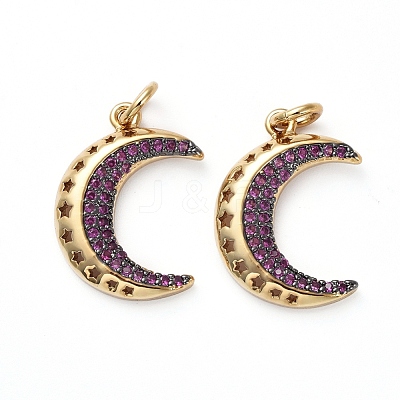 Brass Micro Pave Medium Violet Red Cubic Zirconia Pendants KK-I658-32B-1