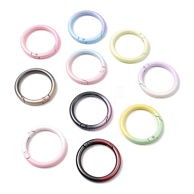 Spray Paint Alloy Spring Gate Rings FIND-C086-03C-1
