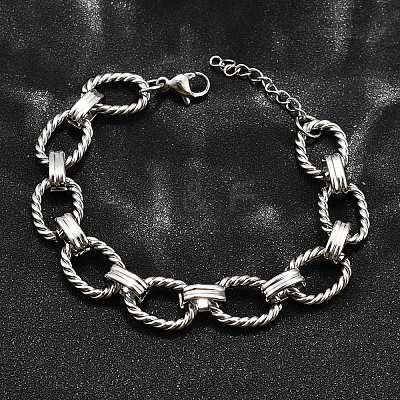304 Stainless Steel Oval Link Chain Bracelets for Women BJEW-R021-09P-1