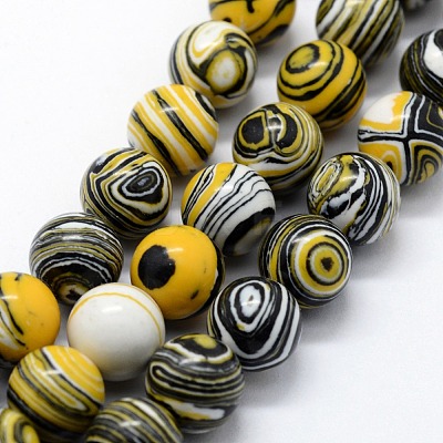 Synthetic Malachite Beads Strands G-I199-32-6mm-B-1
