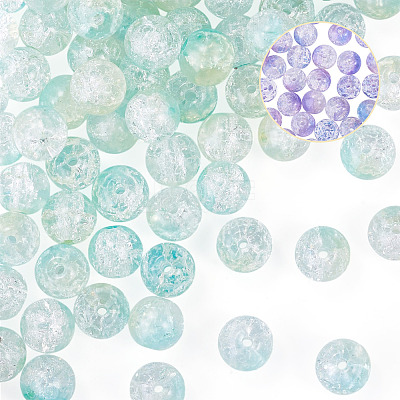 100Pcs Crackle Transparent Glass UV Reactive Beads GLAA-TA0004-28B-1