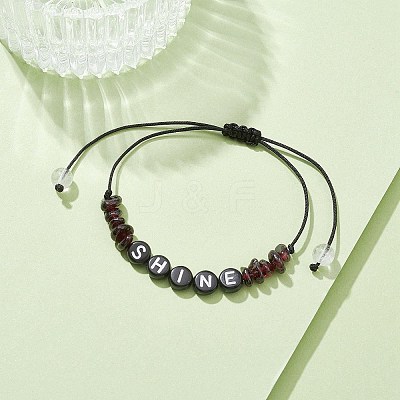 Natural Garnet Chip Braided Bead Bracelets BJEW-JB09608-05-1