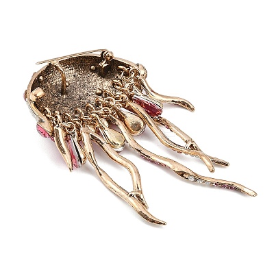 Jellyfish Alloy Rhinestones Tassel Brooches JEWB-S022-11C-1