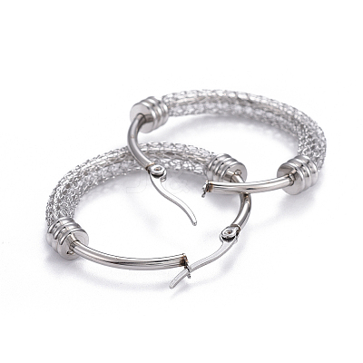 Non-Tarnish 304 Stainless Steel Hoop Earrings EJEW-L232-032B-P-1