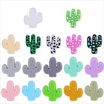 34Pcs 17 Style Cactus Food Grade Eco-Friendly Silicone Focal Beads JX905A-1