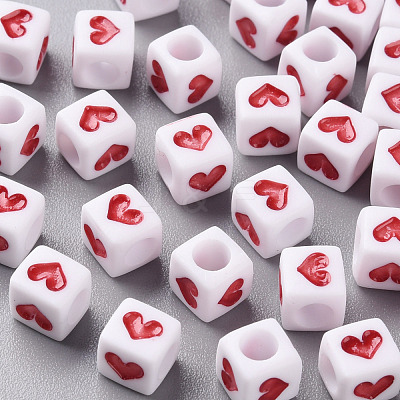 White Opaque Acrylic Beads MACR-T038-12B-1