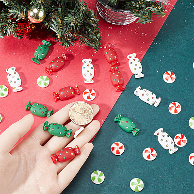 70Pcs 5 Styles Christmas Opaque Resin Cabochons RESI-SC0002-81-1