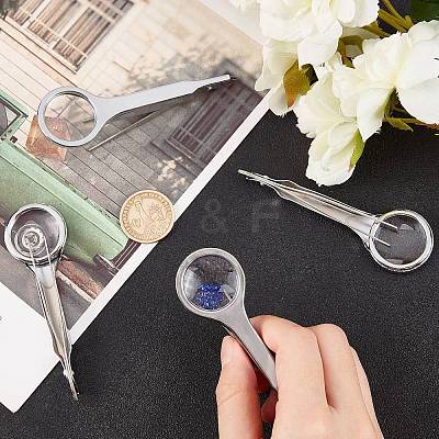 Tweezers Stainless Steel Clip Magnifier AJEW-CA0001-08-1