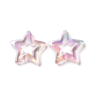 UV Plating Rainbow Iridescent Acrylic Beads PACR-H001-07-1