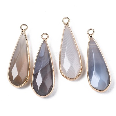Natural Grey Agate Pendants G-S359-319B-1
