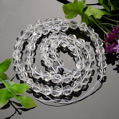 Faceted Natural Quartz Crystal Bead Strands G-J331-09-10mm-1