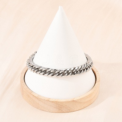304 Stainless Steel Cuban Link Chain Bracelets BJEW-G766-01P-01-1