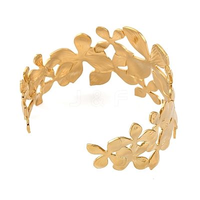Ion Plating(IP) 304 Stainless Steel Cuff Bangles for Women BJEW-D048-03G-1