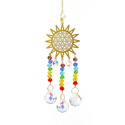 Faceted Teardrop Glass Suncatchers PW-WGAC696-01-1