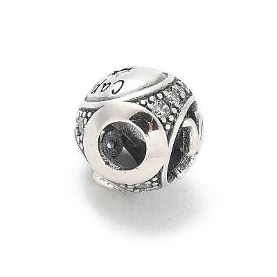 Brass Clear Cubic Zirconia European Beads LS-FIND-M049-01AS-03-1