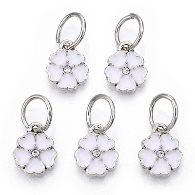 Enamel Style Flower Alloy Rhinestone Charms ENAM-S085-08-1