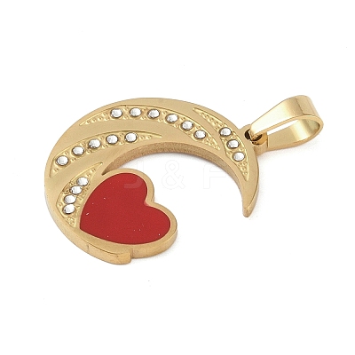 Ion Plating(IP) 304 Stainless Steel Enamel Rhinestone Pendants STAS-Q325-04B-G-1