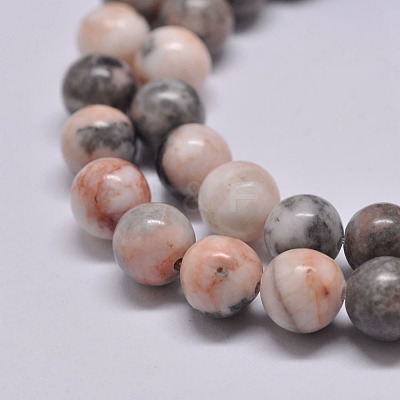 Natural Pink Zebra Jasper Beads Strands X-G-P231-01-6mm-1