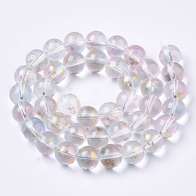 Transparent Spray Painted Glass Bead Strands GLAA-N035-03D-B07-1