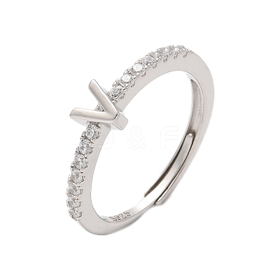 S925 Sterling Silver Adjustable Letter Rings for Women RJEW-M068-01P-V-1