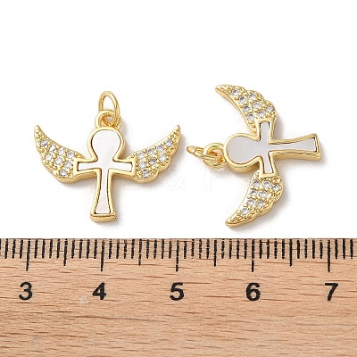 Brass Micro Pave Clear Cubic Zirconia Pendants KK-B083-33F-G-1