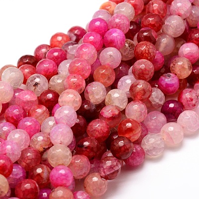 Dyed Natural Agate Faceted Round Beads Strands G-E320E-8mm-06-1