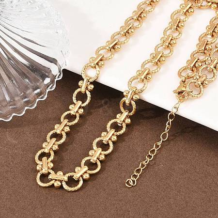 8MM 304 Stainless Steel Twisted Ring Link Chain Necklaces NJEW-Z105-04G-02-1