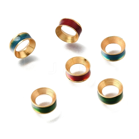 Brass Enamel European Beads KK-G605-08G-1