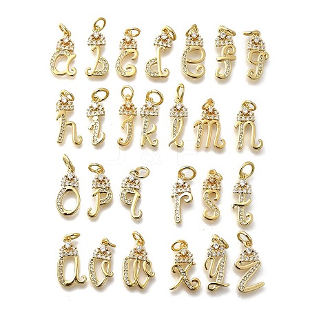 26Pcs Brass Micro Pave Cubic Zirconia Pendants KK-R218-07G-1