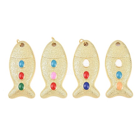 Brass Enamel Pendants KK-C162-059G-1