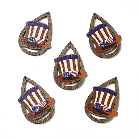 American Flag Theme Single Face Printed Aspen Wood Pendants WOOD-G014-01D-1