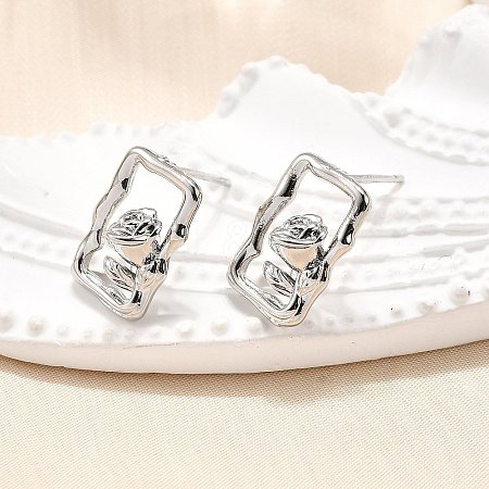 Brass Stud Earrings LS-EJEW-G432-01P-1
