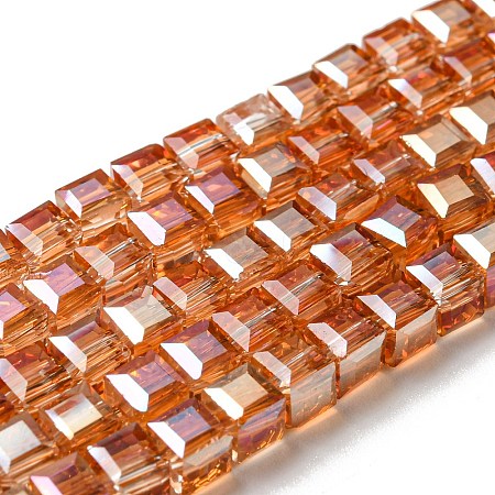 Electroplate Glass Beads Strands EGLA-D018-6x6mm-50-1