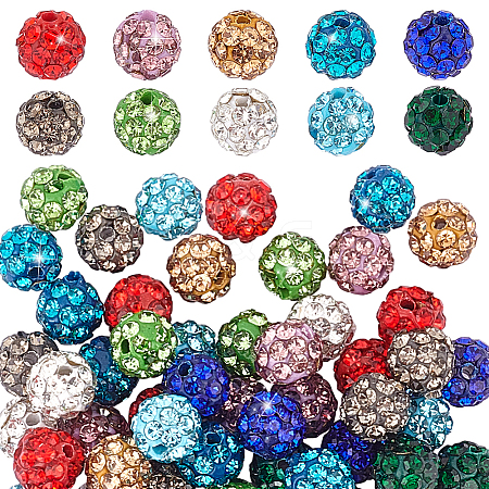   60Pcs 10 Colors Polymer Clay Rhinestone Beads RB-PH0001-36-1