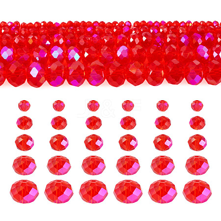 5 Strands 5 Size Transparent Electroplate Glass Beads Strands GLAA-TA0001-96A-1